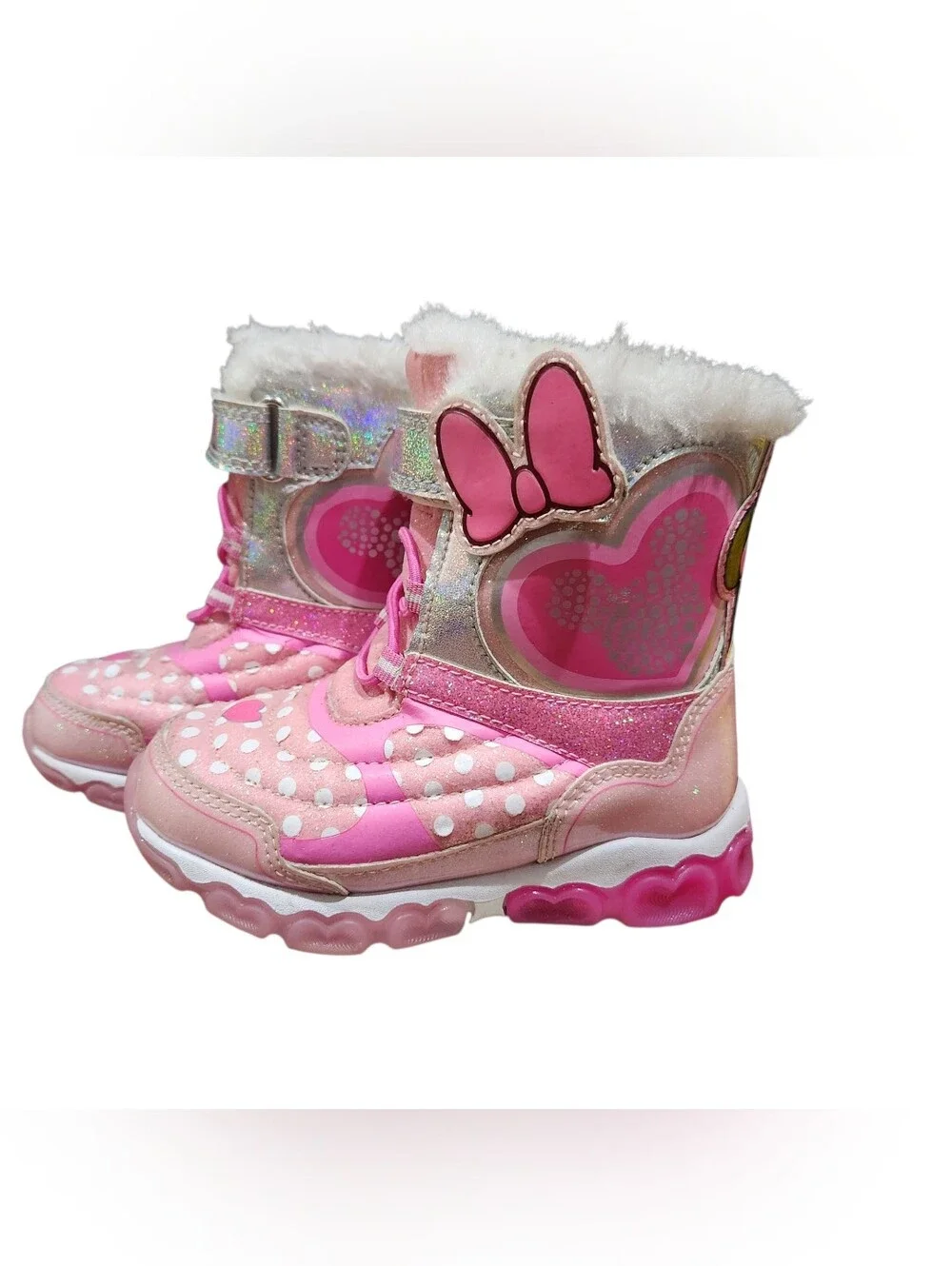 Disney Minnie Mouse Toddler Girls Pink Light-Up Winter Snow Boots